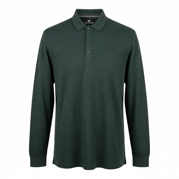 Buttercloth Other - Buttercloth Men’s Polo Sweater Long Sleeve Dark Green Chevron Texture Size 2XL